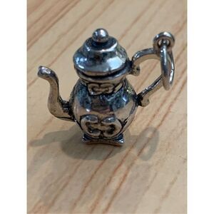.925 Vintage Victorian Coffee Pot Sterling Silver Jewelry Charm
